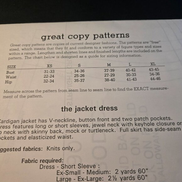 Great Copy Patterns #1290 Jacket Dress Full Maxi sewing vintage UNCUT - Picture 7 of 8